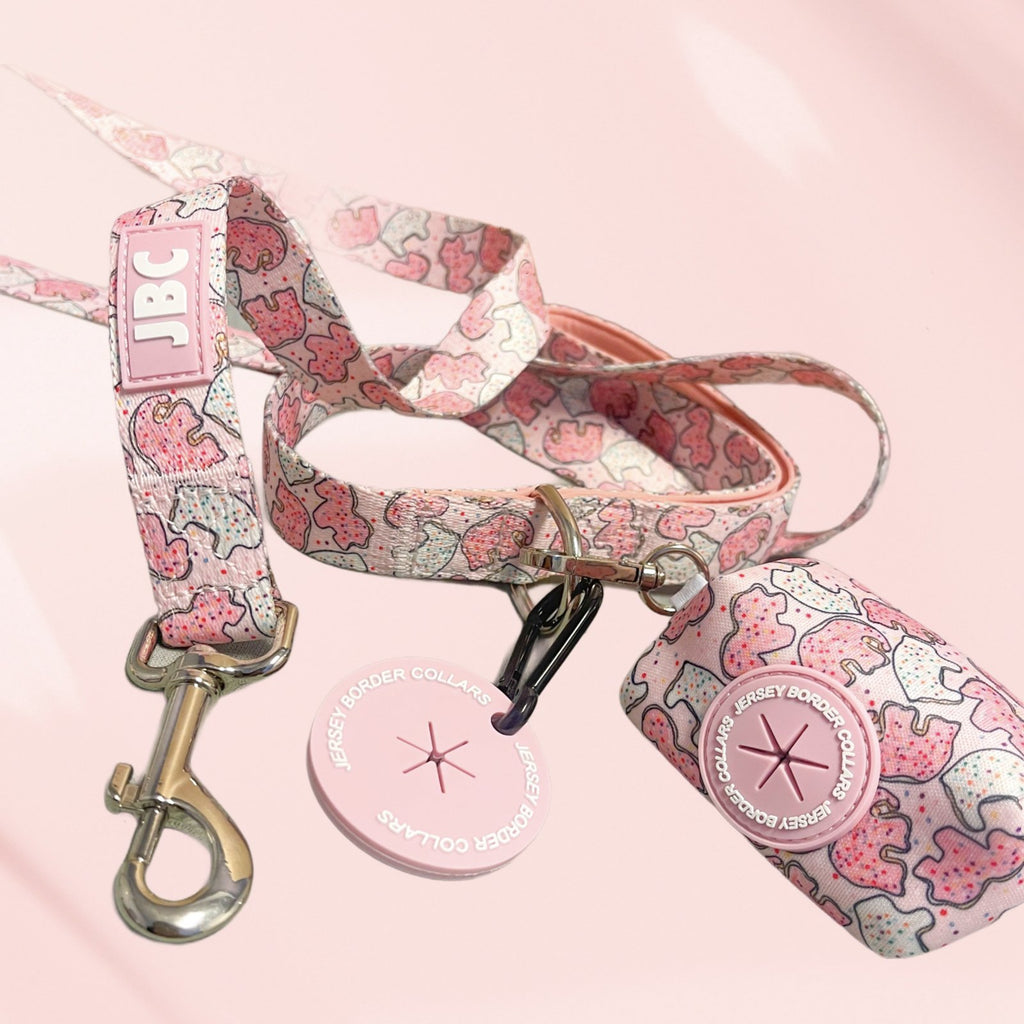 Pink Animal Cracker Leash - Jersey Border Collars