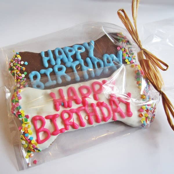 XL Happy Birthday Dog Bone Treat - Jersey Border Collars