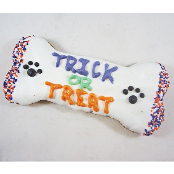 XL Trick or Treat Halloween Dog Bone Treat - Jersey Border Collars