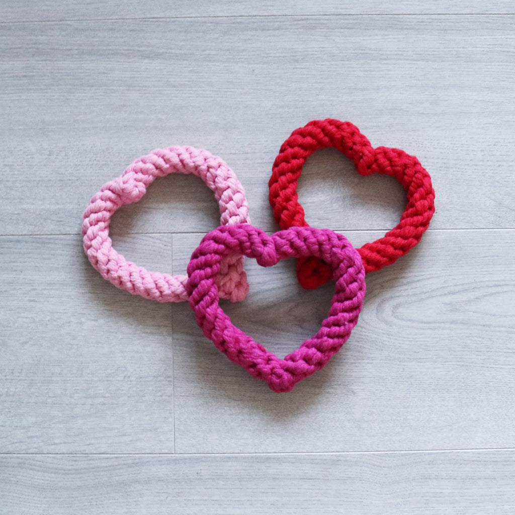 Braided Heart Rope Toy - Jersey Border Collars