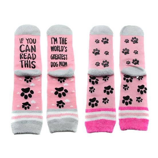 Pink Dog Mom Crew Socks - Jersey Border Collars