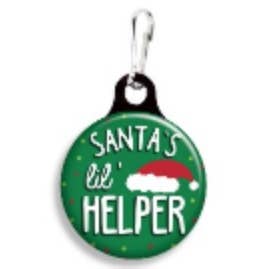 Santa's Lil Helper Christmas Collar Charm - Jersey Border Collars