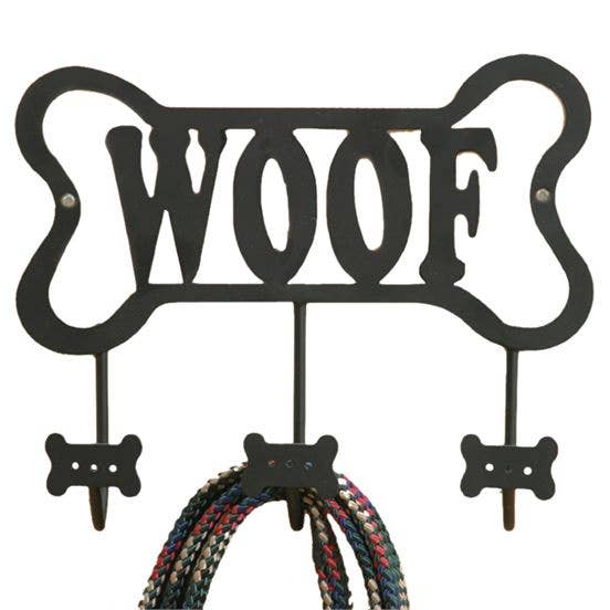 Woof Dog Bone Triple Hook Wall Rack - Jersey Border Collars