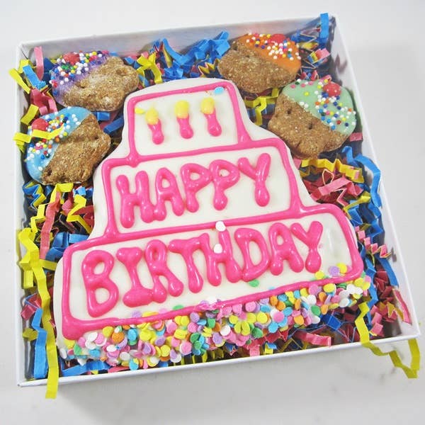 Happy Birthday Three Tier Cookie Cupcake Dog Treat Set - Jersey Border Collars