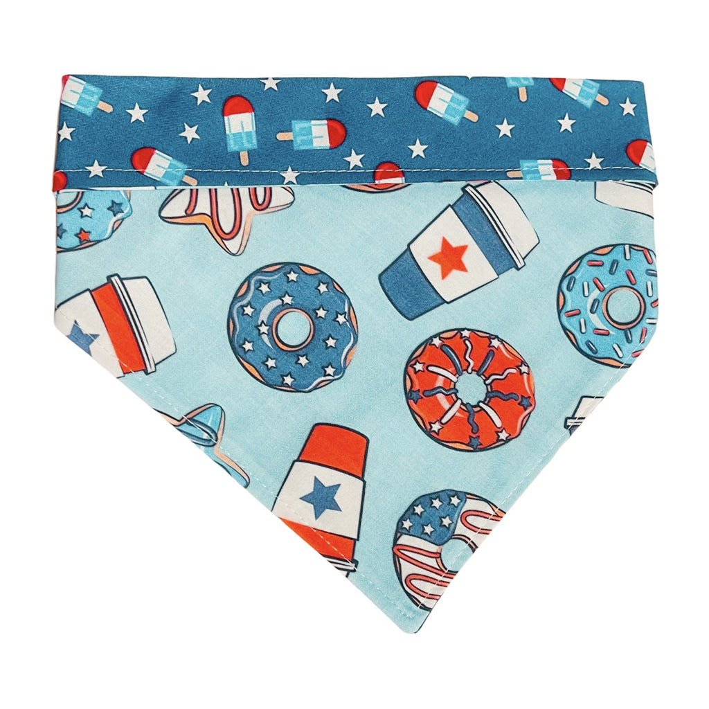 Donut Forget The Fireworks Bandana - Reversible - Jersey Border Collars