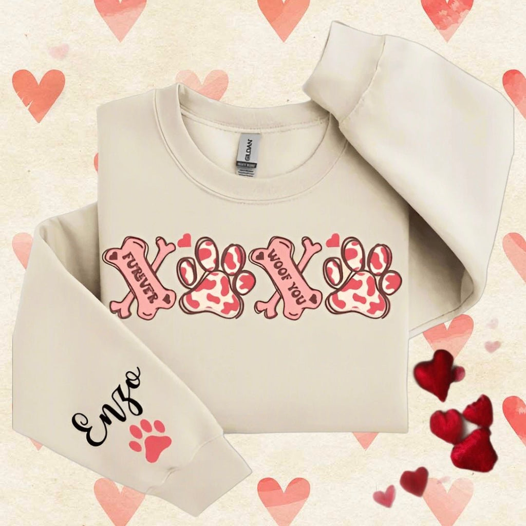 Personalized Dog Mom XOXO Paws Sweatshirt - Jersey Border Collars