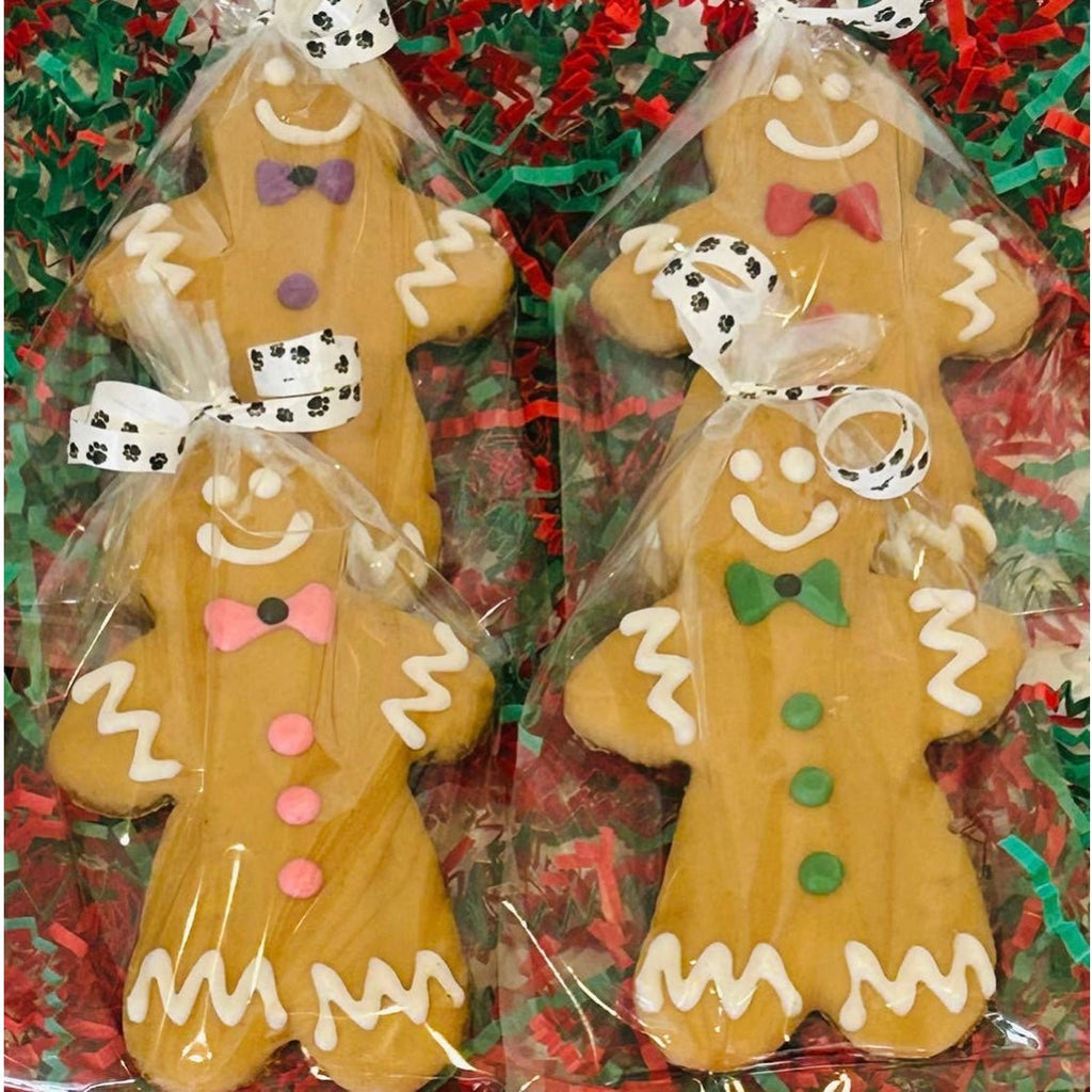 Bagged & Bowed Gingerbread Man Dog Treats - Jersey Border Collars