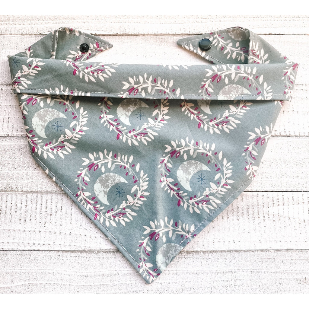 Gray Lunar Crescent Moon Bandana - Jersey Border Collars