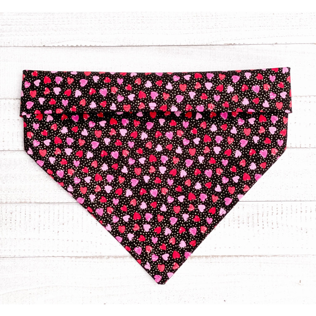 Pink / Black Small Hearts Bandana - Jersey Border Collars