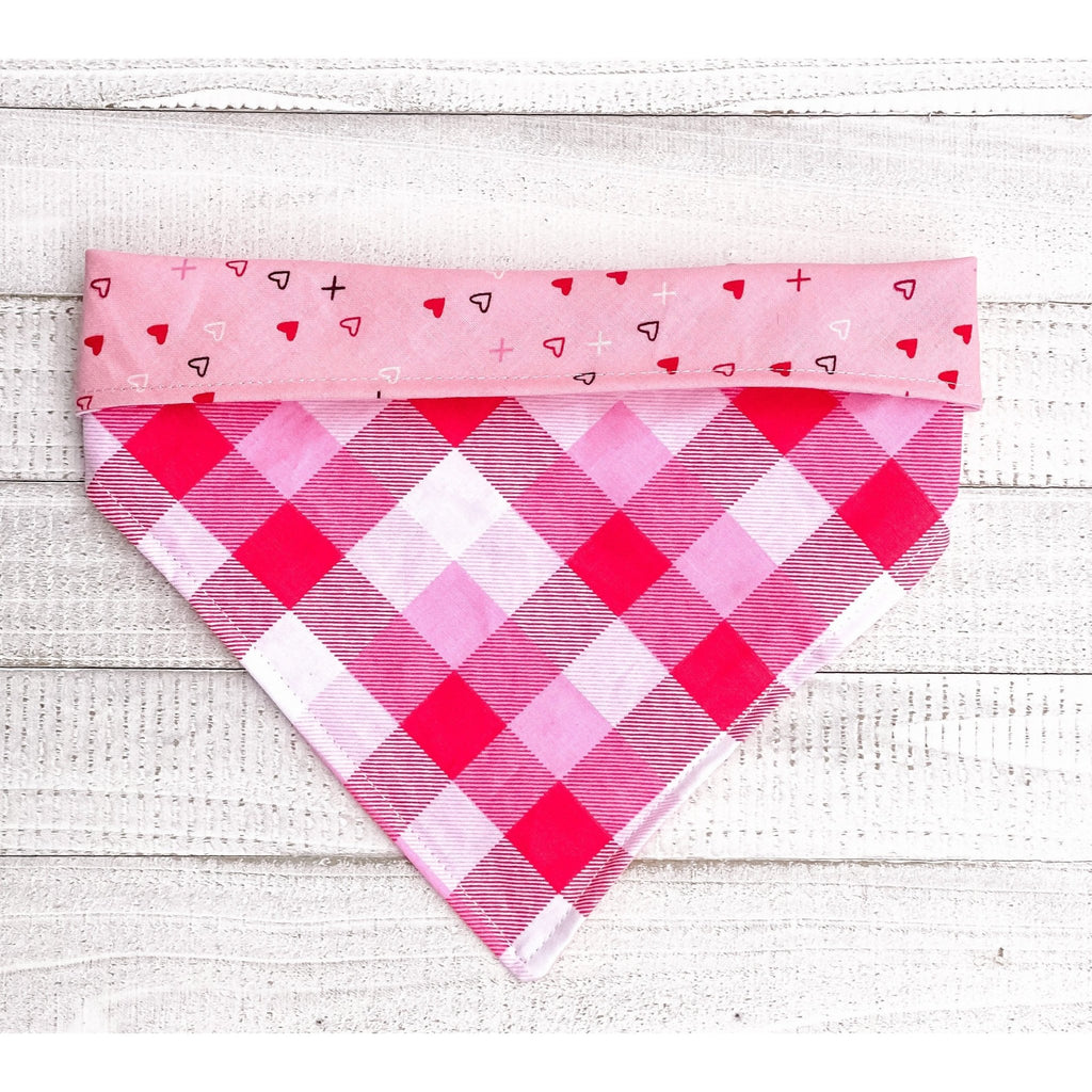 Pink XOXO / Plaid Bandana - Reversible - Jersey Border Collars