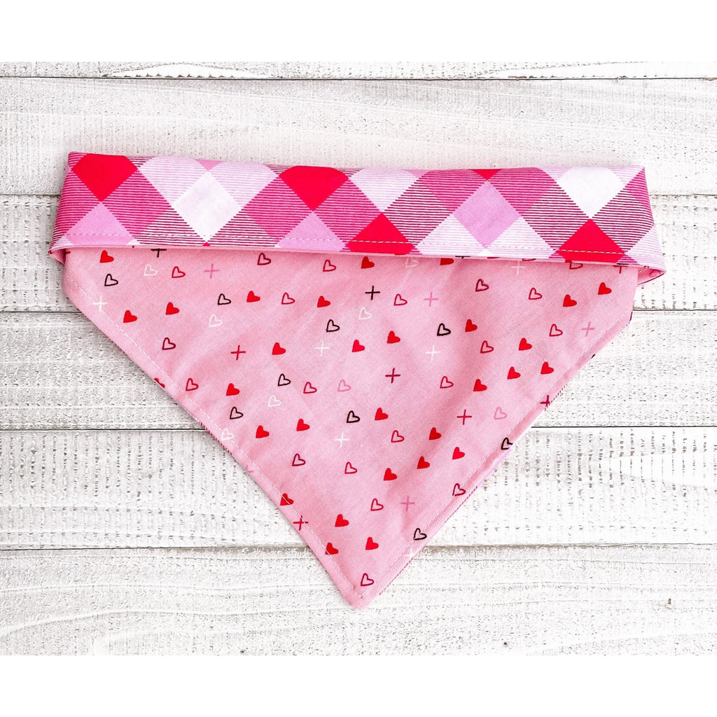 Pink XOXO / Plaid Bandana - Reversible - Jersey Border Collars