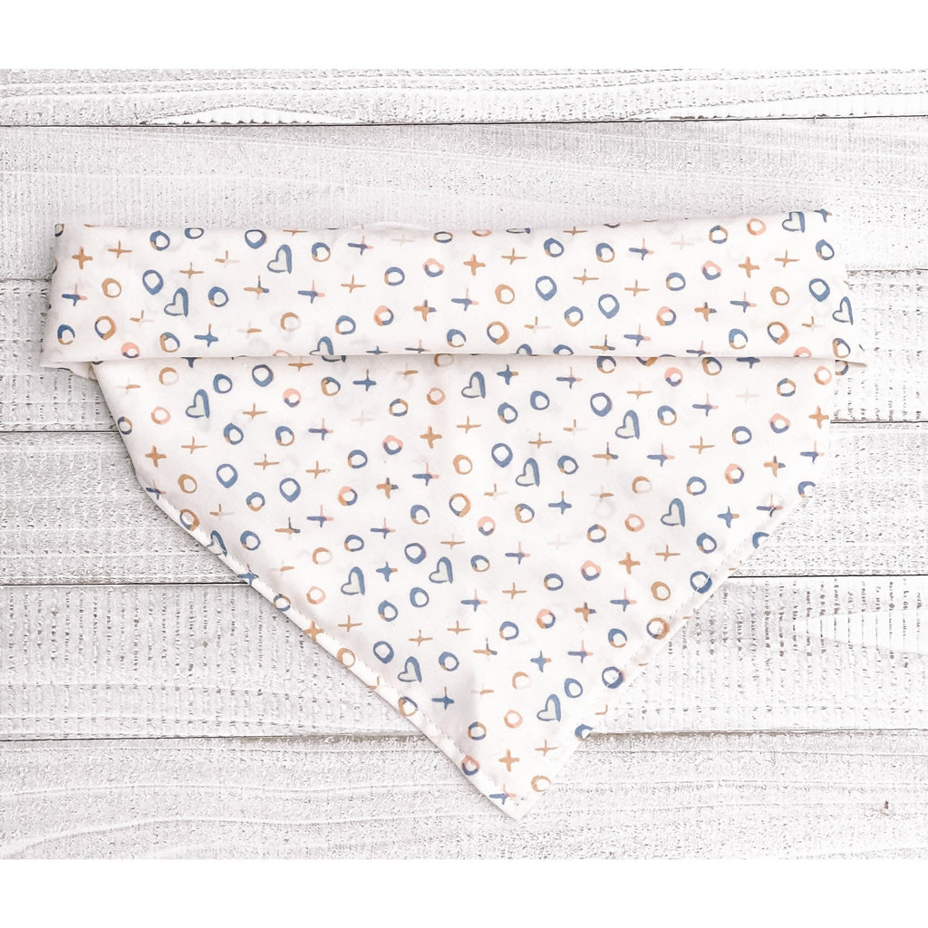 White / Blue XOXO Bandana - Jersey Border Collars