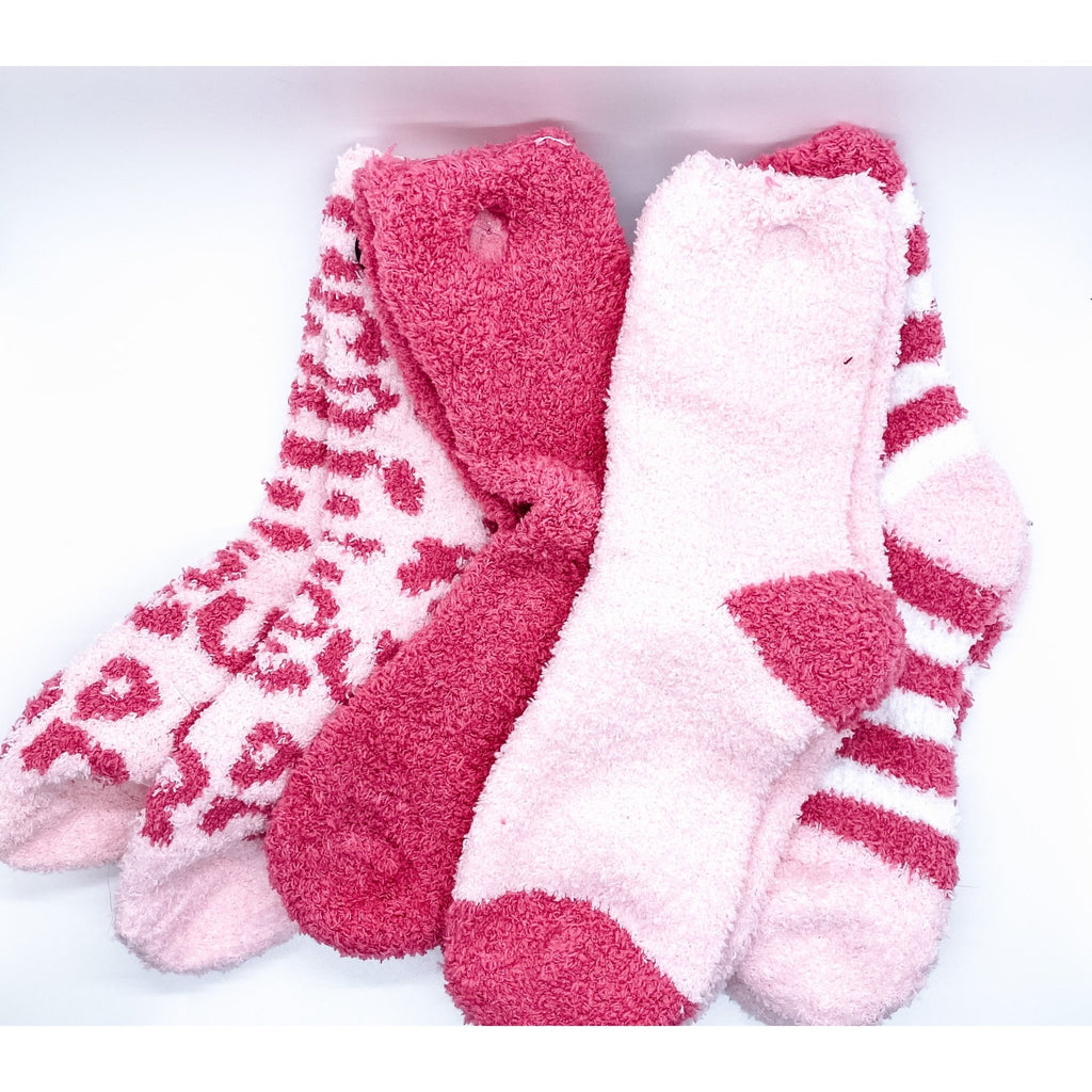 Pink Fuzzy Socks - 2 Pairs - Jersey Border Collars