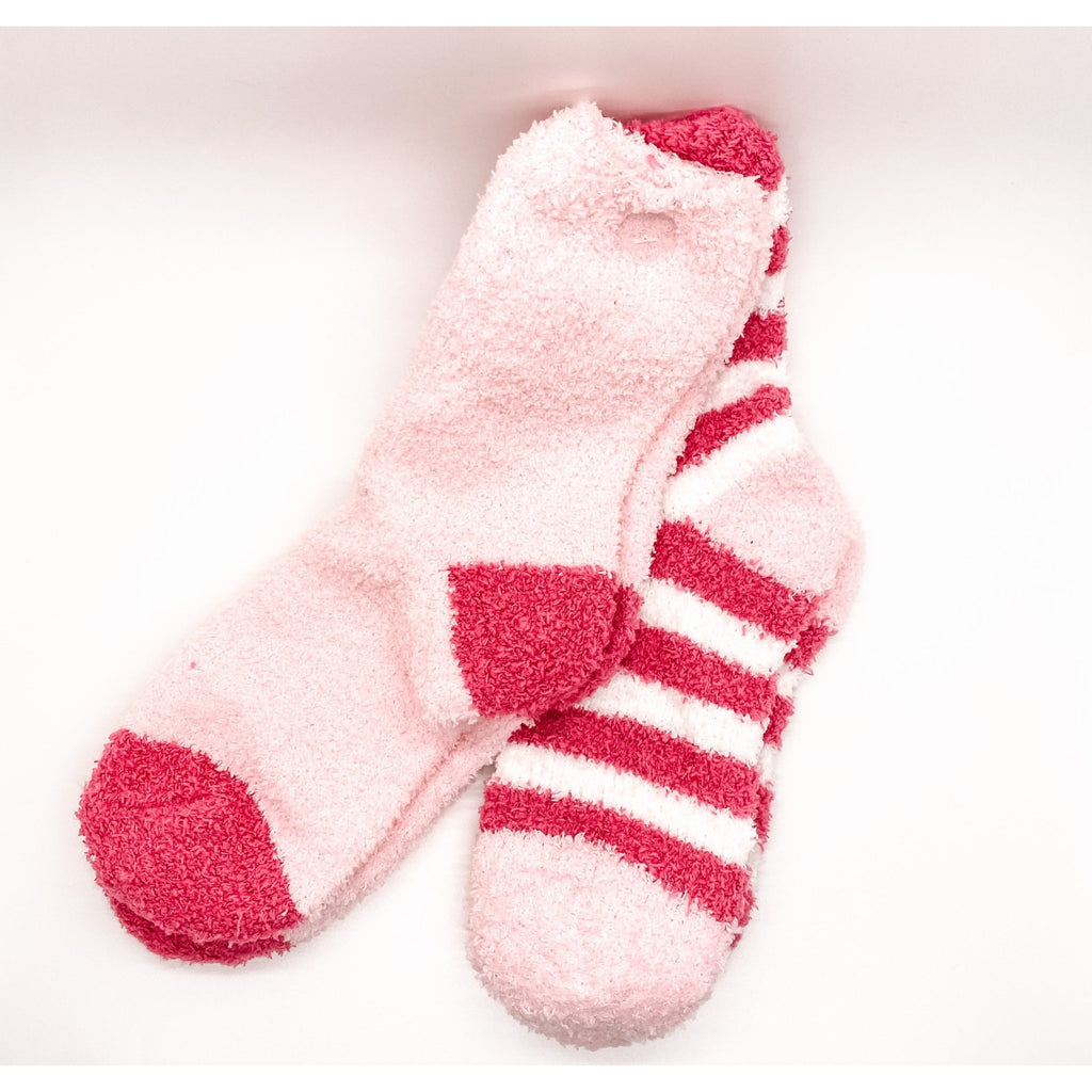 Pink Fuzzy Socks - 2 Pairs - Jersey Border Collars