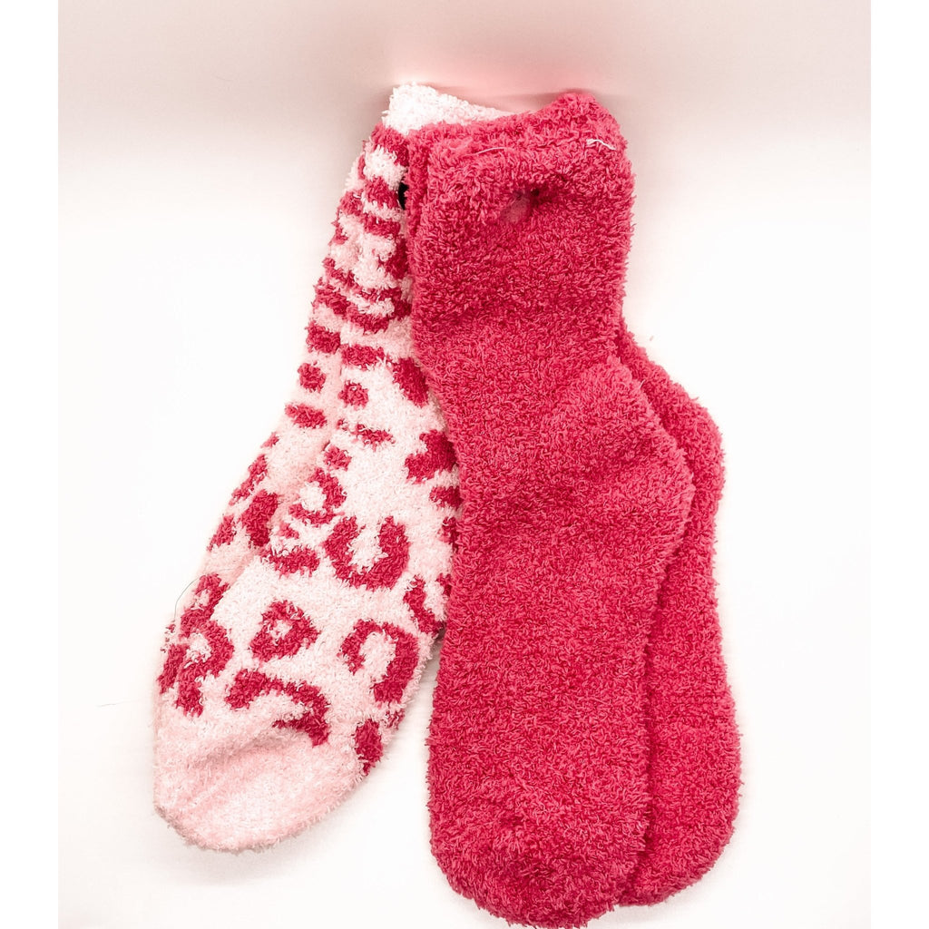 Pink Fuzzy Socks - 2 Pairs - Jersey Border Collars