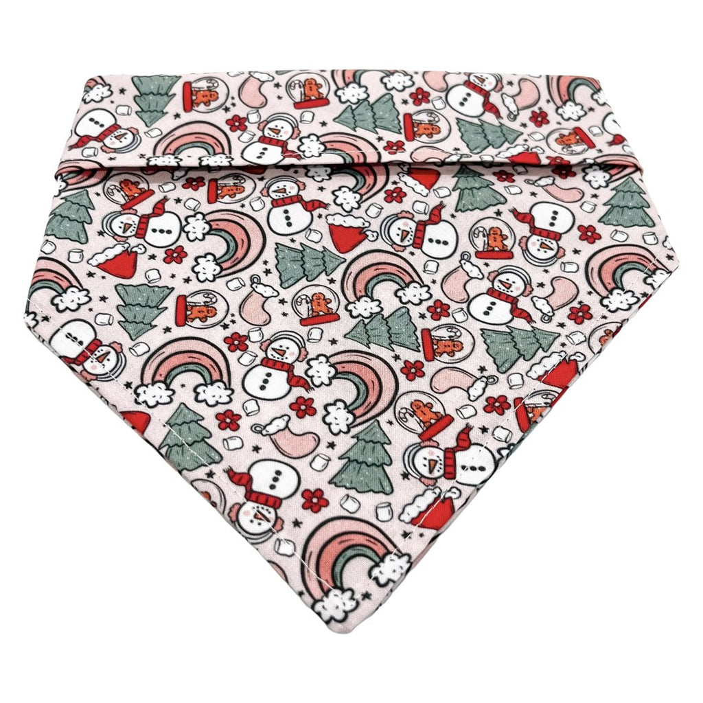 Boho Pink Christmas Bandana - Jersey Border Collars