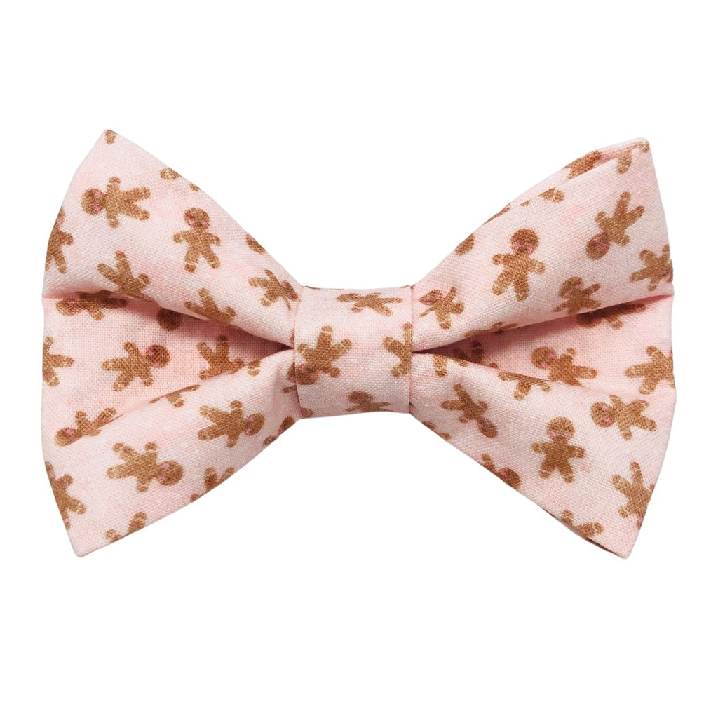 Pink Gingerbread Men Pet Bow Tie for Christmas - Jersey Border Collars