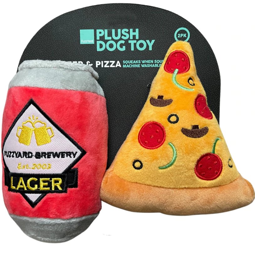 FUZZYARD - Beer & Pizza Dog Toy - Jersey Border Collars