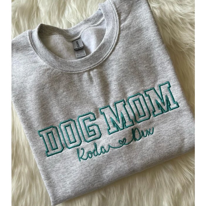 Dog Mom Gray Embroidered Sweatshirt - Jersey Border Collars