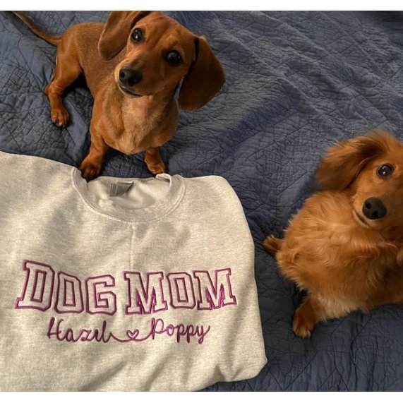 Dog Mom Gray Embroidered Sweatshirt - Jersey Border Collars