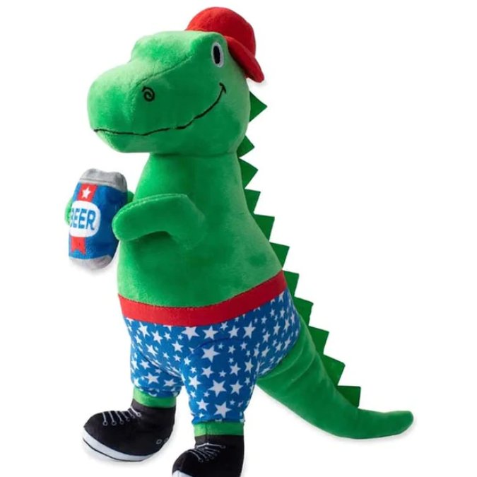 "Mr. USA" Dinosaur Squeaky Dog Toy - Jersey Border Collars