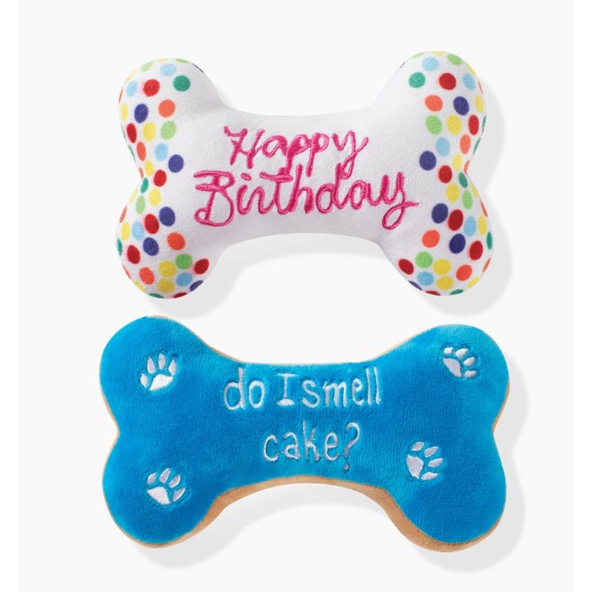 Plush Dog Toy - Birthday Bone - Jersey Border Collars