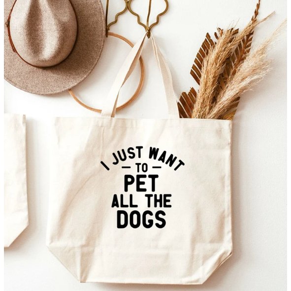 I Just Want to Pet All the Dogs Tote | Dog Tote Bag, Dog Mom Bag, Dog Toys Tote Bag - Jersey Border Collars