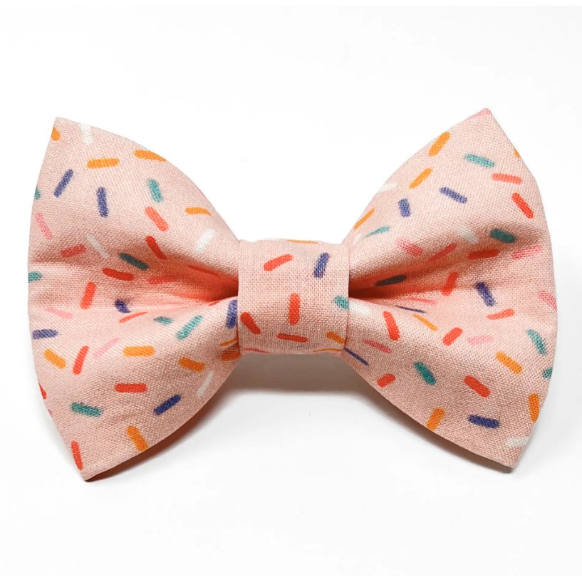 Light Pink Sprinkles Pet Bow Tie for Birthdays / Celebration - Jersey Border Collars