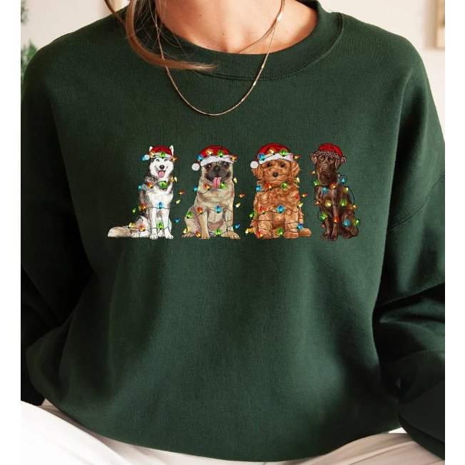 Christmas Dogs Sweatshirt - Jersey Border Collars