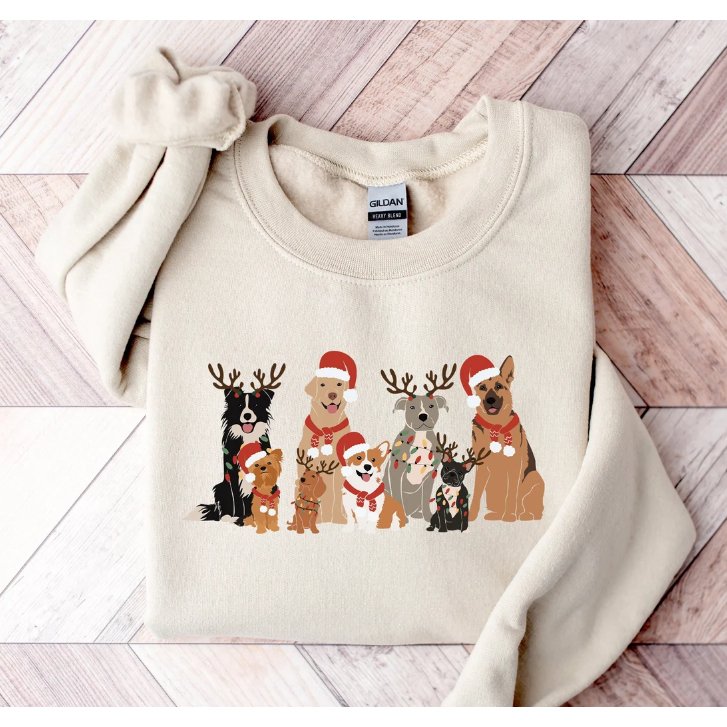 Christmas Dogs Sweatshirt - Jersey Border Collars