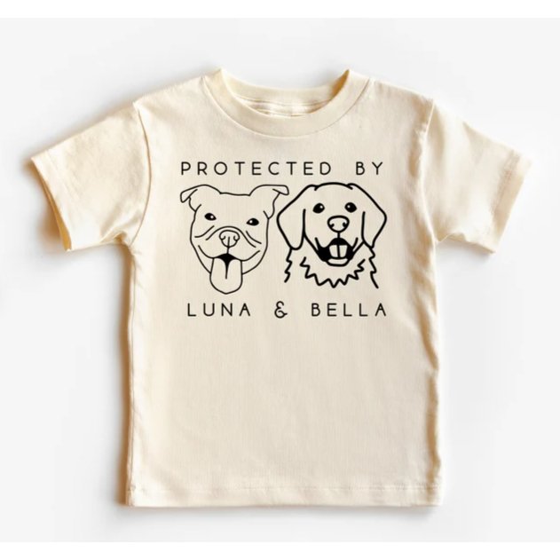 Kids / Baby Protected By Dog Shirt, Custom / Personalized Dog Breed Shirt - Jersey Border Collars