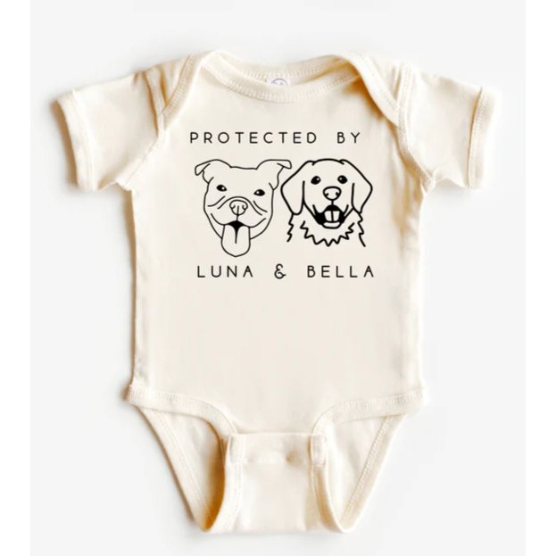 Kids / Baby Protected By Dog Shirt, Custom / Personalized Dog Breed Shirt - Jersey Border Collars