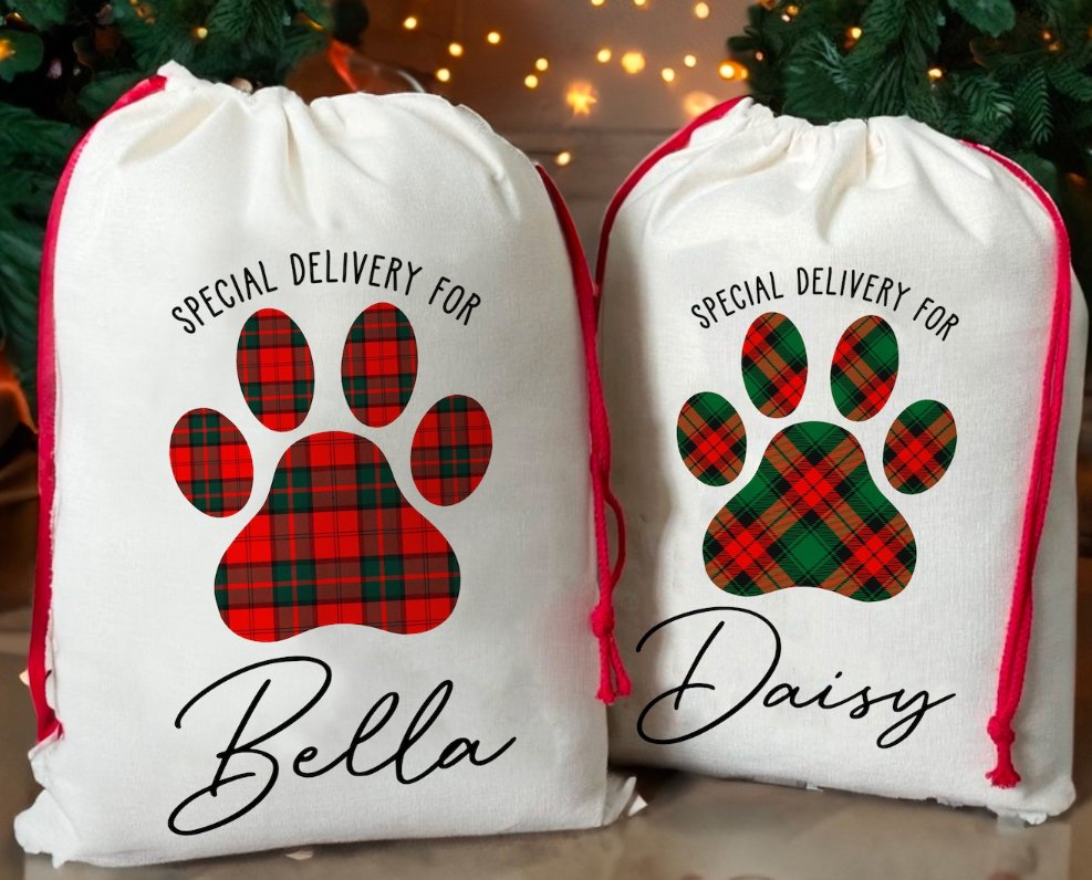 Personalized Dog Christmas Gift Sack for Christmas - Jersey Border Collars