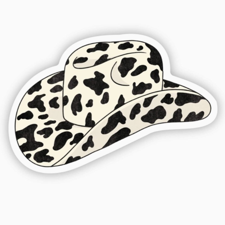 Cow Print Cowboy Hat Sticker - Jersey Border Collars