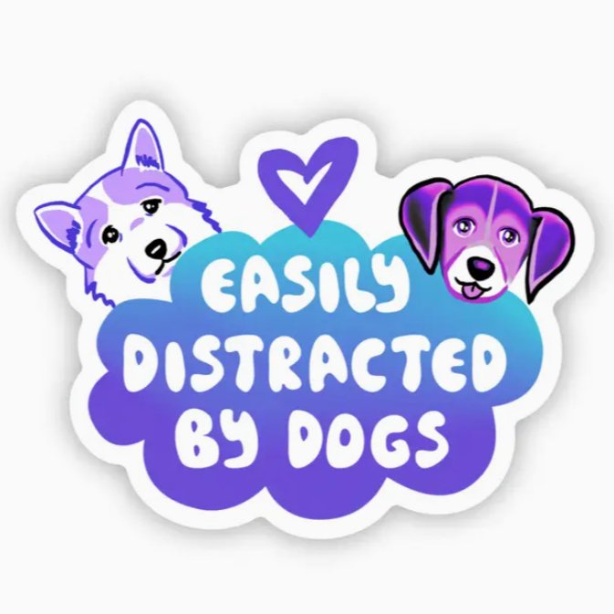 "Easily Distracted By Dogs" Sticker - Jersey Border Collars