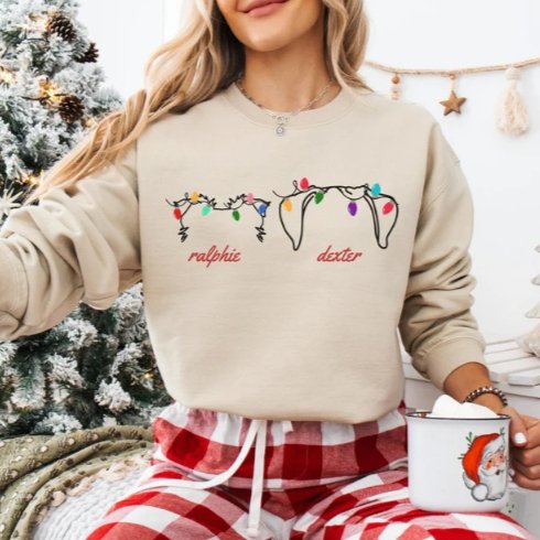 Custom Christmas Dog Ears Sweatshirt - Jersey Border Collars