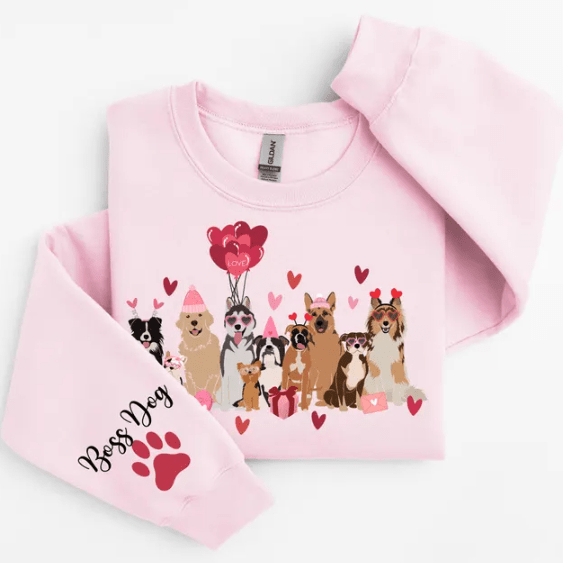 Personalized Valentine's Dogs Sweatshirt - Jersey Border Collars