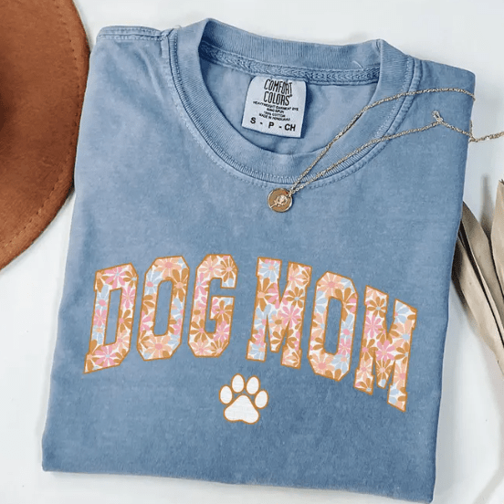 Dog Mom Floral Tee - Jersey Border Collars