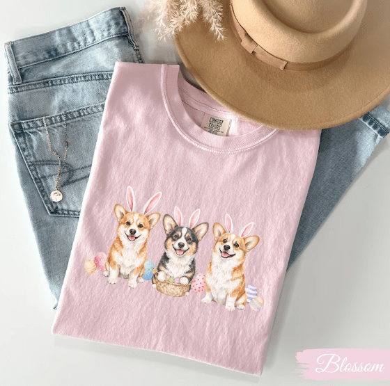 Corgi Dog Mom Easter Tee - Jersey Border Collars