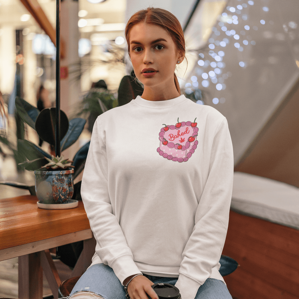 Baked Stoner Girl,420 Weed Sweatshirt - Jersey Border Collars