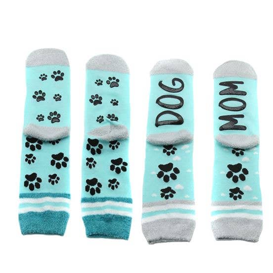 Teal Dog Mom Crew Socks - Jersey Border Collars