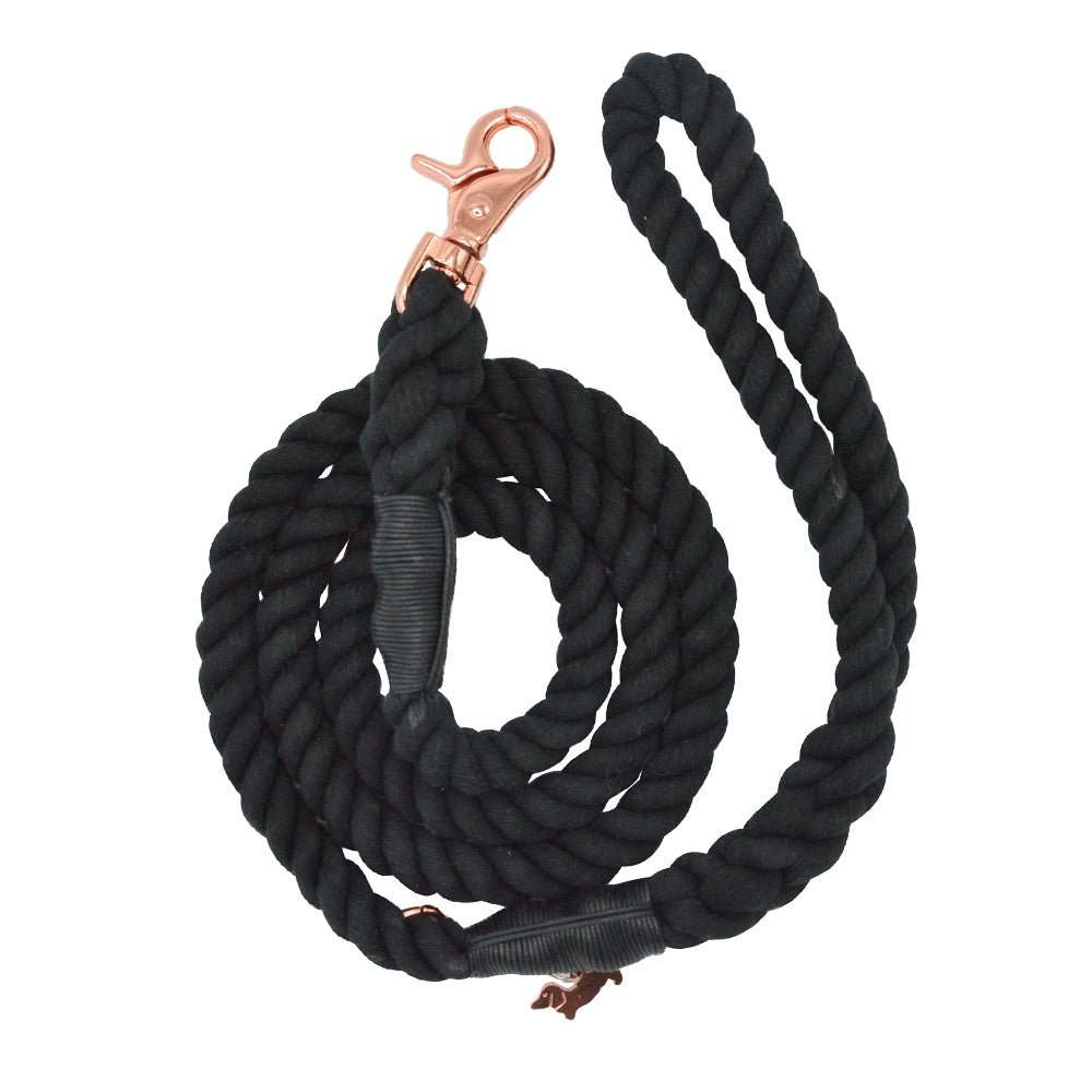 Dog Rope Leash - Noir - Jersey Border Collars