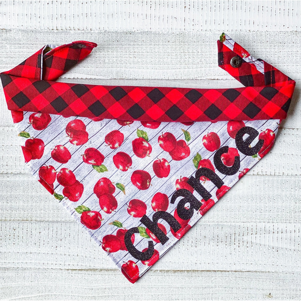 Apple Plaid Bandana - Reversible - Jersey Border Collars