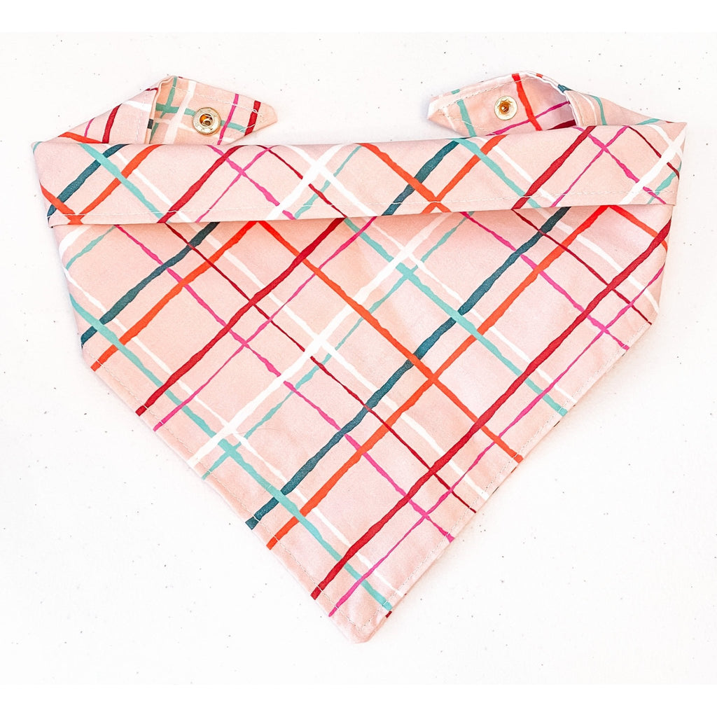 Pink Winter Plaid Bandana - Jersey Border Collars