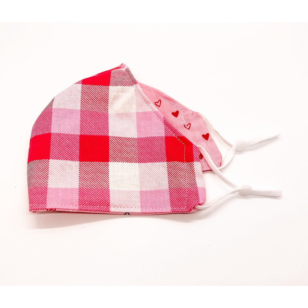 Pink XOXO / Plaid Face Mask w Adjustable Straps - Jersey Border Collars