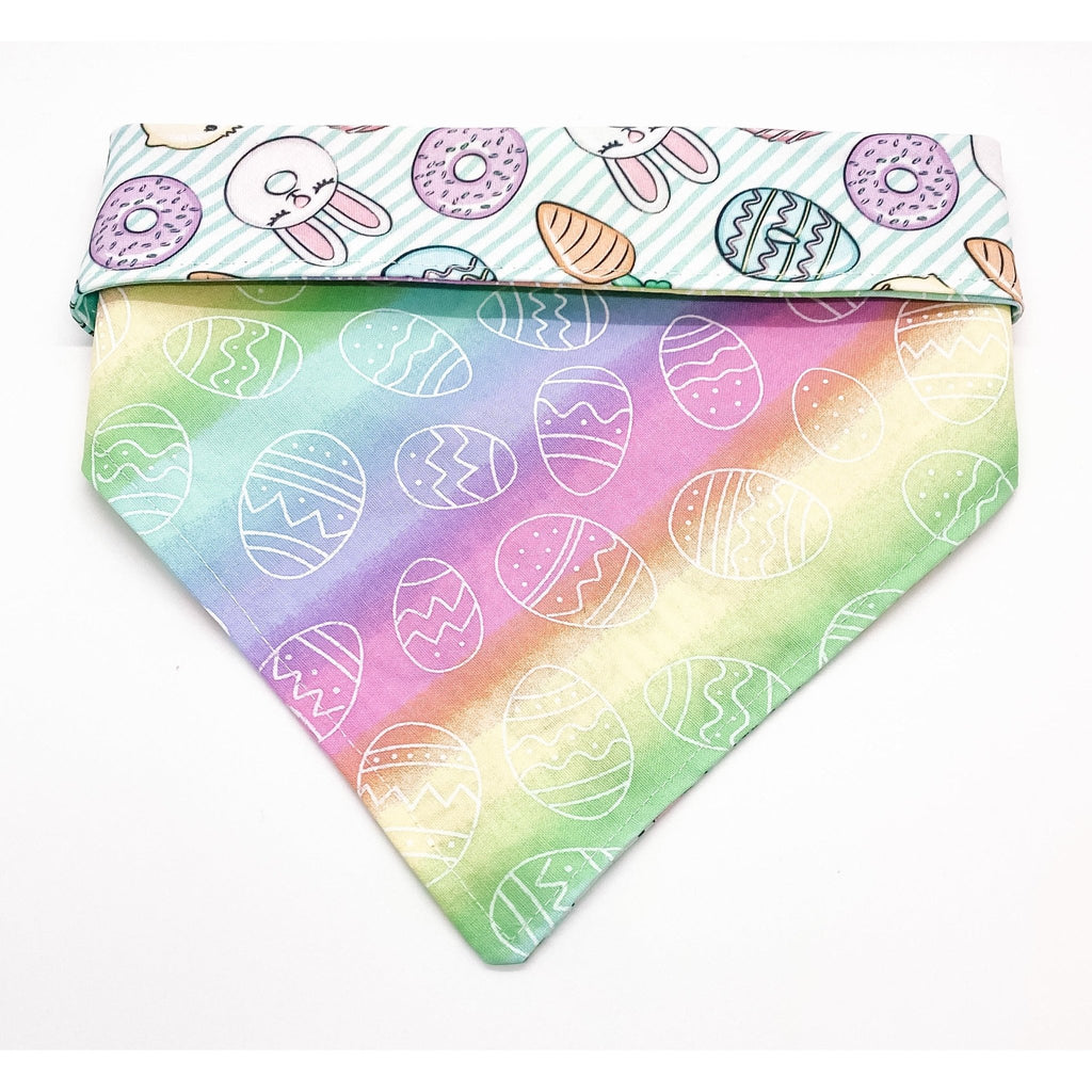 Easter Donuts / Rainbow Eggs Bandana - Reversible - Jersey Border Collars