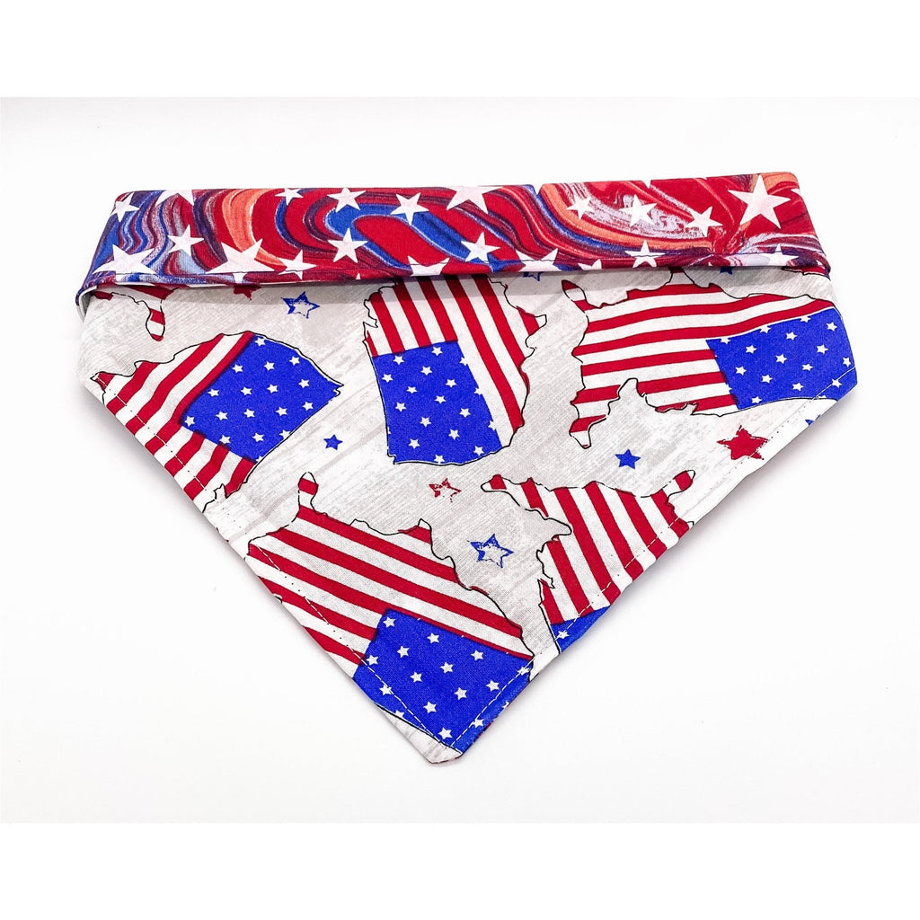 US Flag / Patriotic Swirl Bandana - Reversible - Jersey Border Collars