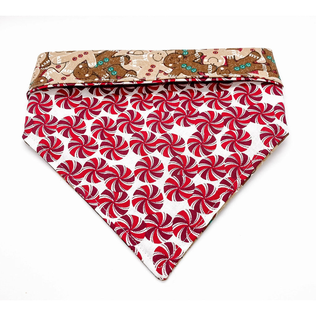 Gingerbread & Peppermint Cheer Bandana - Reversible - Jersey Border Collars