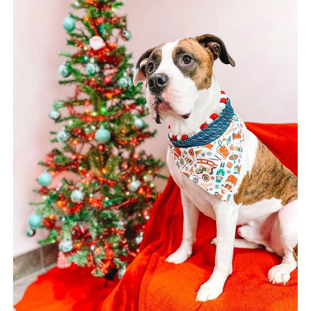 Vintage Christmas Toys Bandana - Reversible - Jersey Border Collars