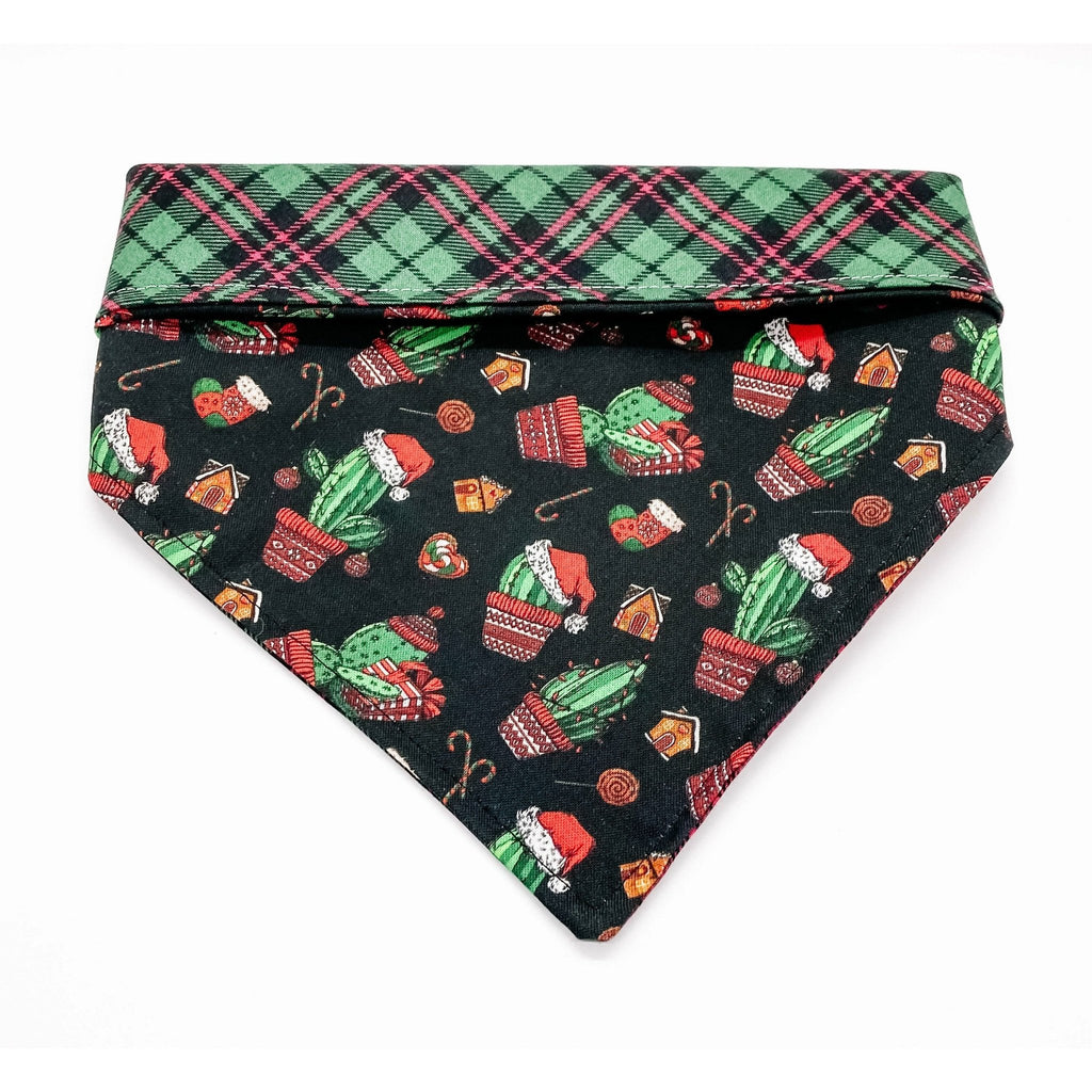 Merry Cactus / Plaid Bandana - Reversible - Jersey Border Collars